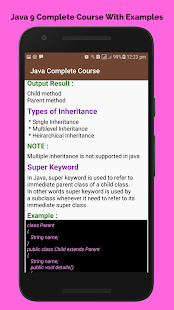 learn basic java Programming tutorials offline Screenshot