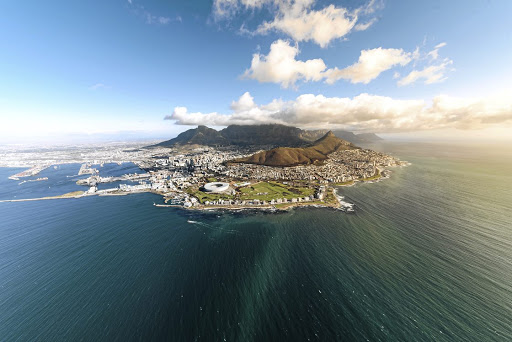 Views over the City of Cape Town and the sea.