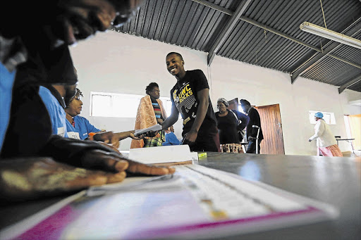 FIRST HAND: University of Western Cape student Nicholas Tlatlane, 18, votes for the first time in De Doorns