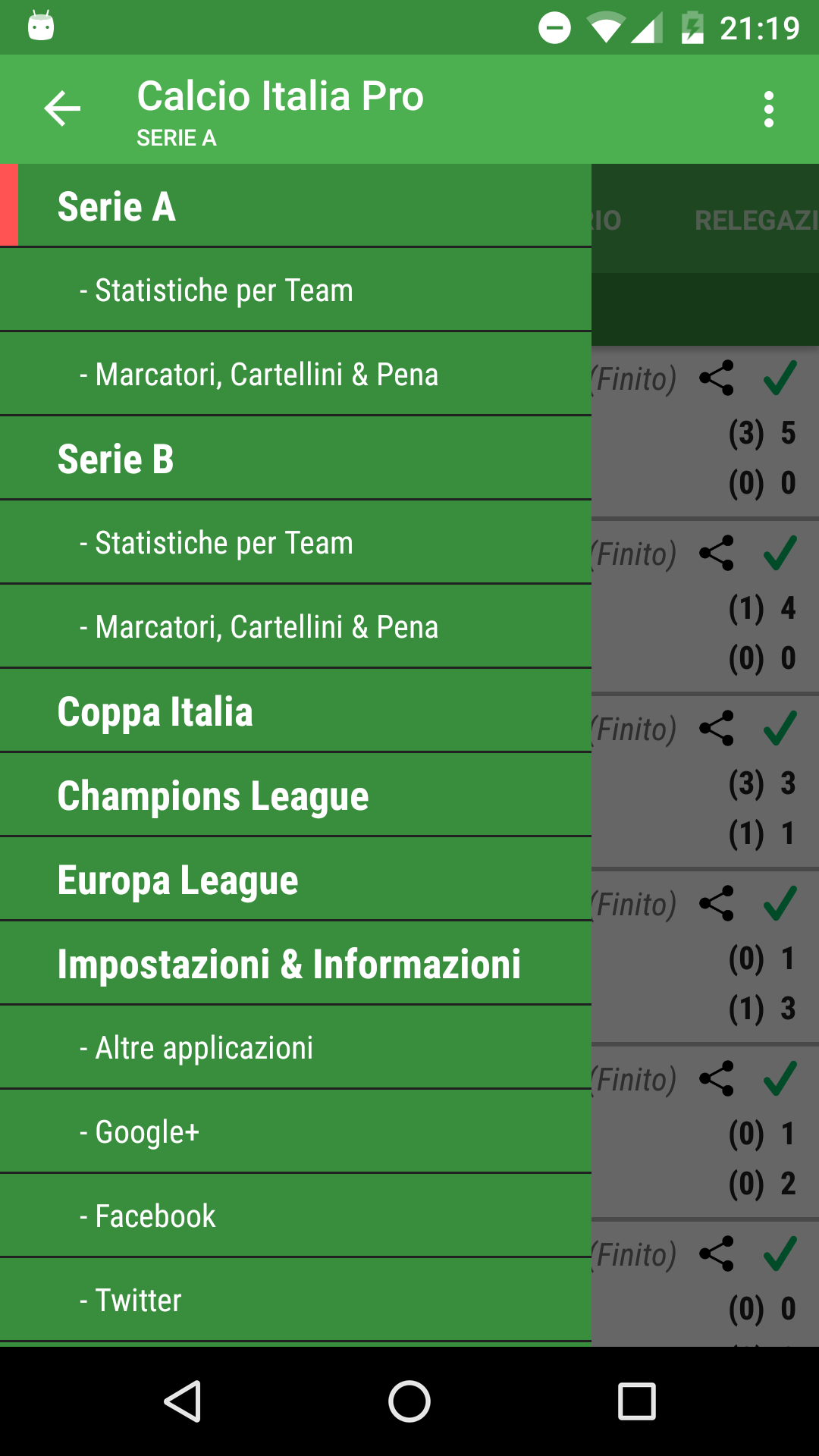 Android application Football Italy Pro screenshort