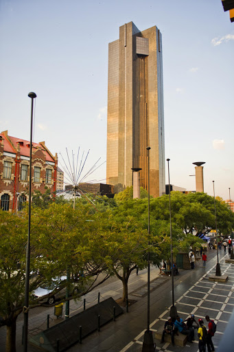 The South African Reserve Bank building in Pretoria, South Africa on February 10, 2012. The Reserve Bank is the tallest building in Pretoria and has a black glass and Rustenburg granite facade.