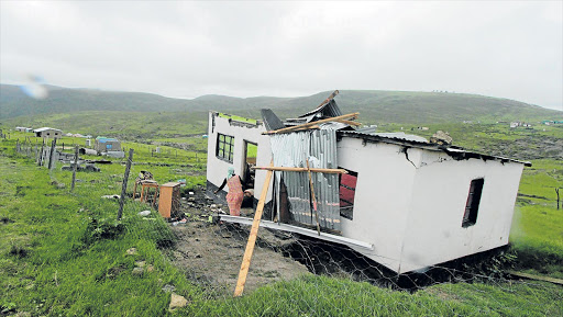 Many homes, gardesn farms were destroyed by the severe hailstorm that hit the KSD and Nyandeni municipalities on Thursday. Picture:LULAMILE FENI