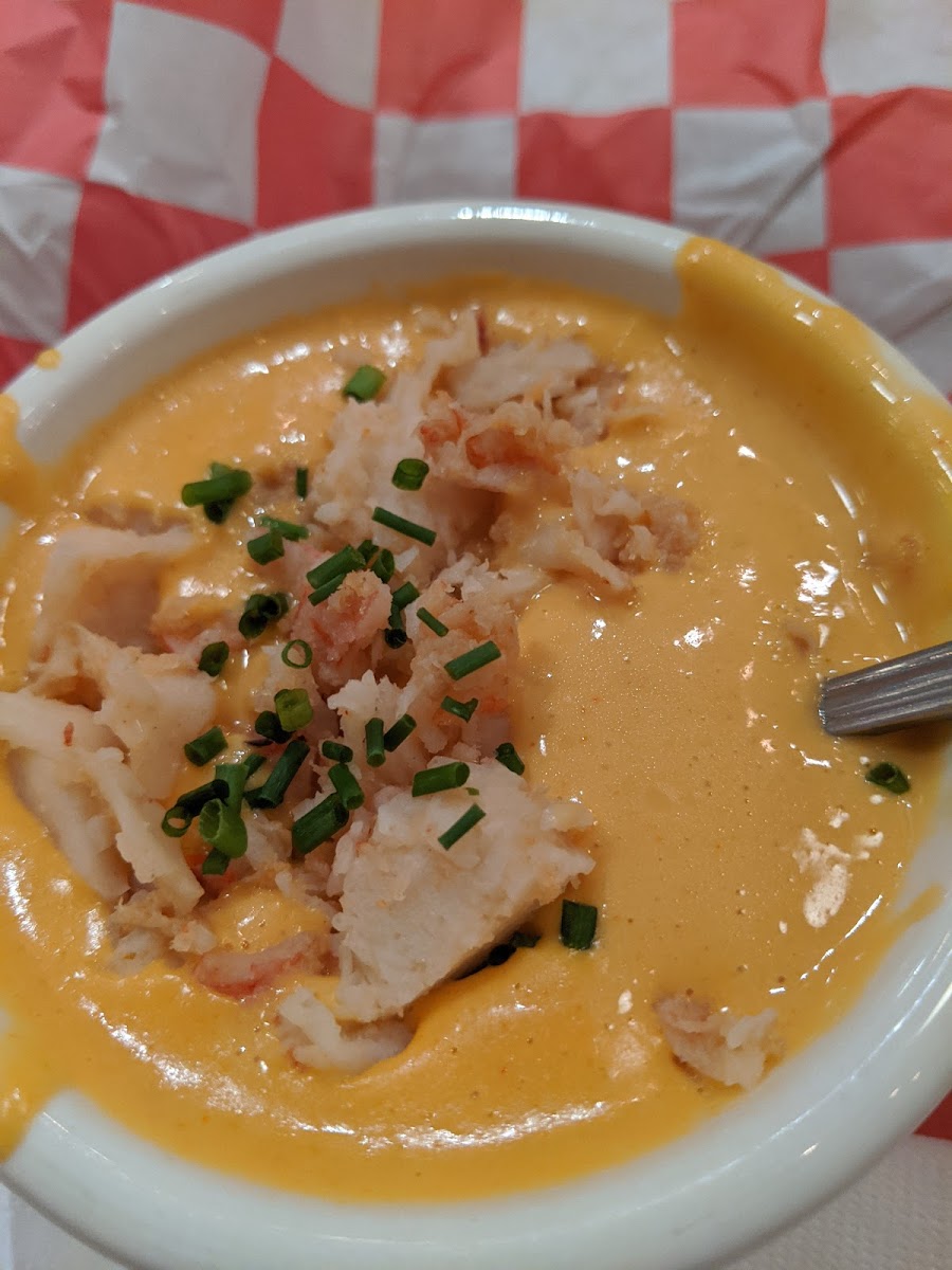 Lobster bisque loaded with fresh lobster