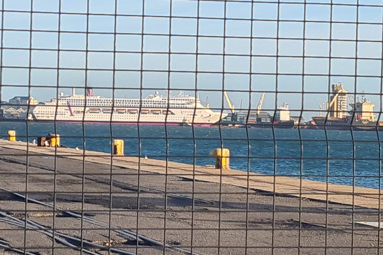 Visiting cruise liner Ambience collided with a cargo carrier at Cape Town harbour. Picture: SUPPLIED