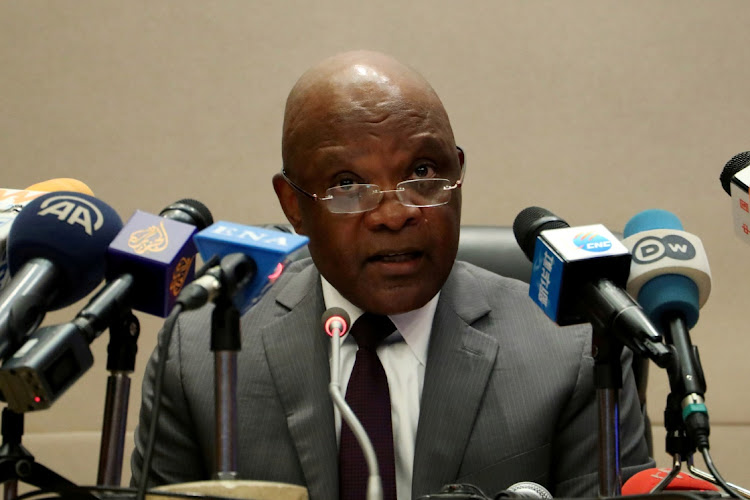 John Nkengasong, Africa’s director of Centres for Disease Control, speaks during a news conference at the AU headquarters in Addis Ababa, Ethiopia, on January 28 2020.