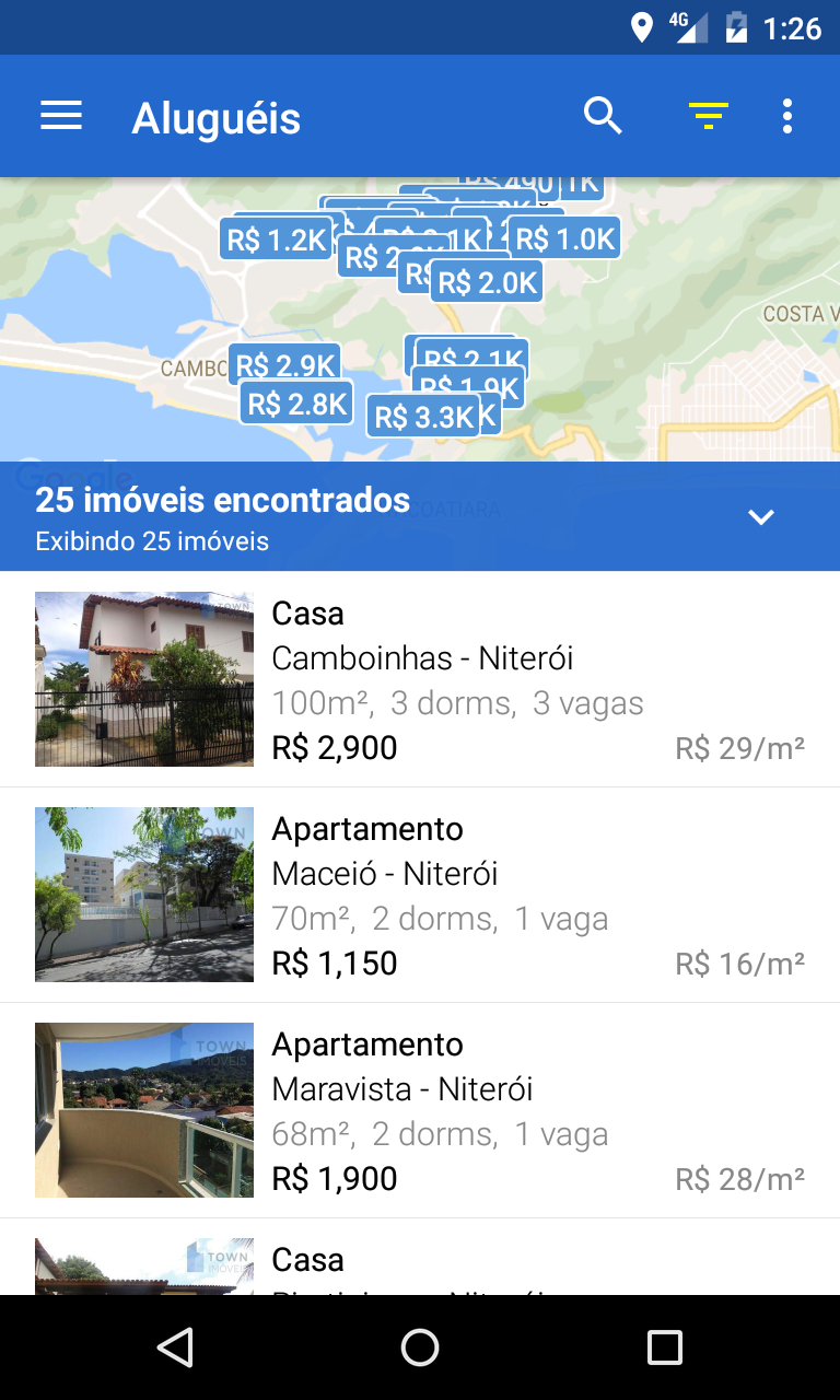 Android application Town Imóveis screenshort