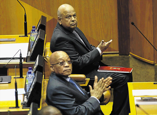 Finance Minister Pravin Gordhan and President Jacob Zuma ahead of the 2016 budget speech in parliament.