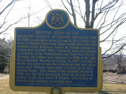 In 1800 an extensive grant of land in this vicinity was made to Timothy Rogers and Samuel Lundy who, with other members of the Religious Society of Friends (Quakers), settled here in 1801-1803....