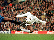 Leeds United's first goal scorer Phil Masinga comes close with an early attempt.