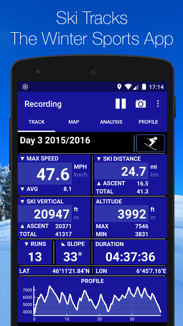 Android application Ski Tracks screenshort