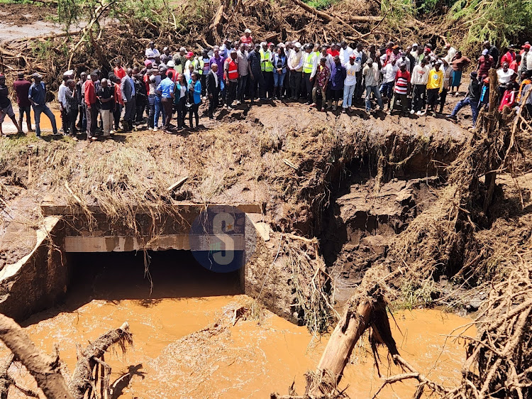 Residents stare at the effects of the devastating dam tragedy in Mai Mahiu on April 29, 2024