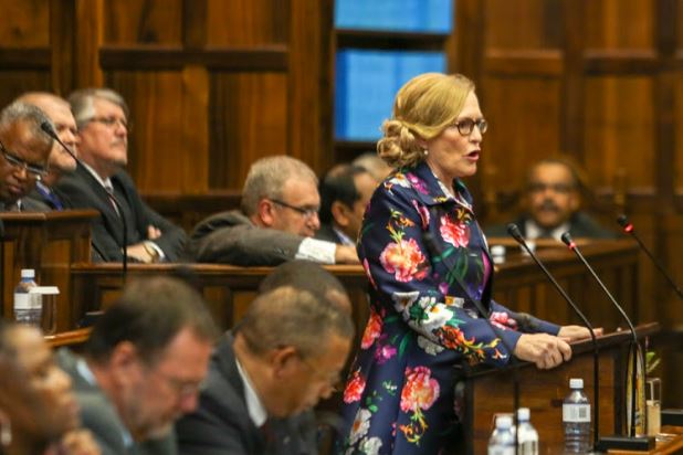 Western Cape Premier Helen Zille during her state of the province address on February 22 2018.