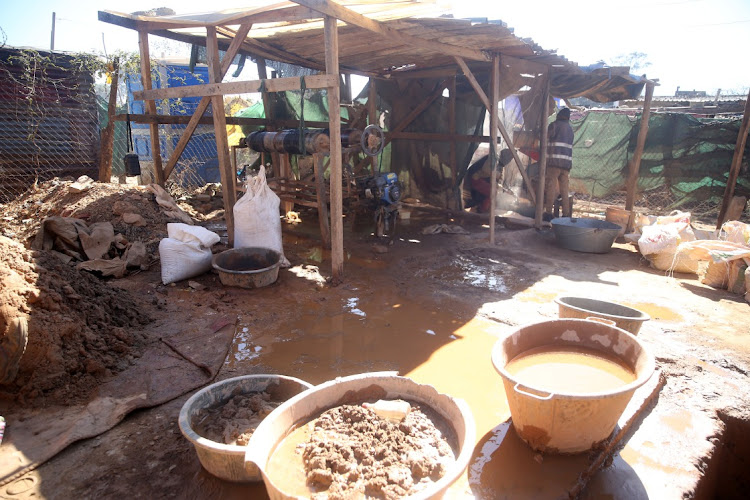 One of the backyard gold mining 'plants' at the Angelo informal settlement in Boksburg. File image