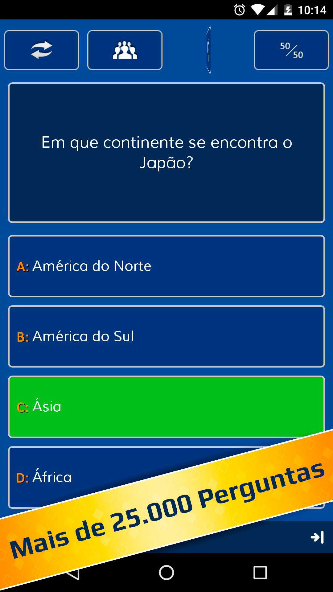 Android application Super Quiz Português screenshort