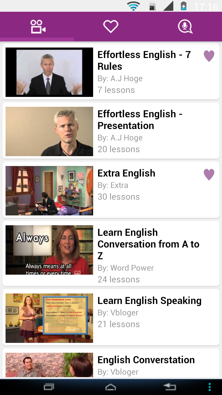 Android application English Conversation Courses screenshort