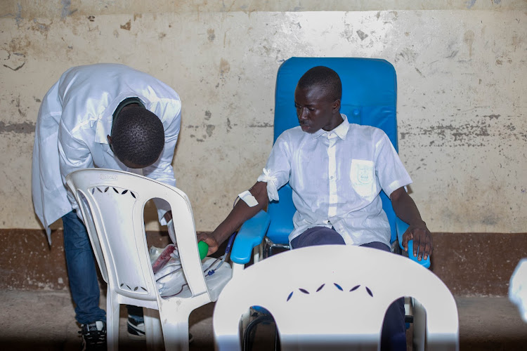 A blood donation exercise during the sickle cell outreach event in Kisumu.