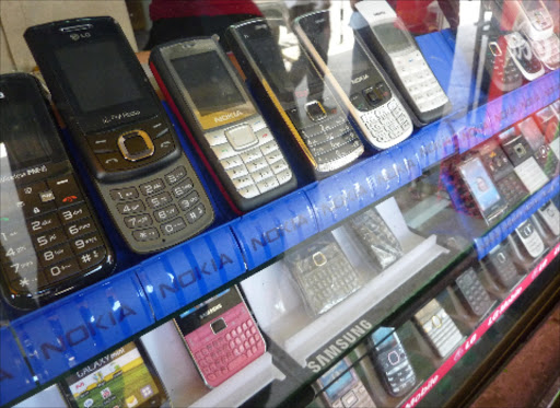 Mobile phones on display at a Shop in Mombasa.China is a key import source