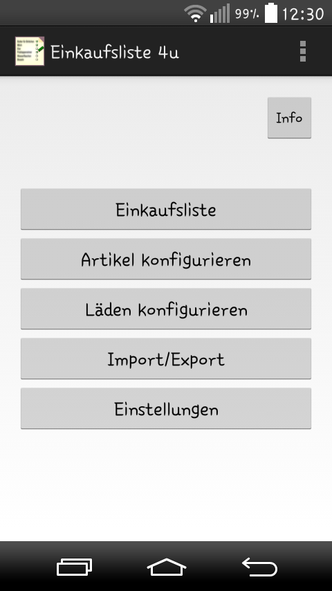 Android application Einkaufsliste 4u screenshort