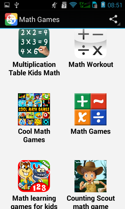 Android application Top Math Games screenshort