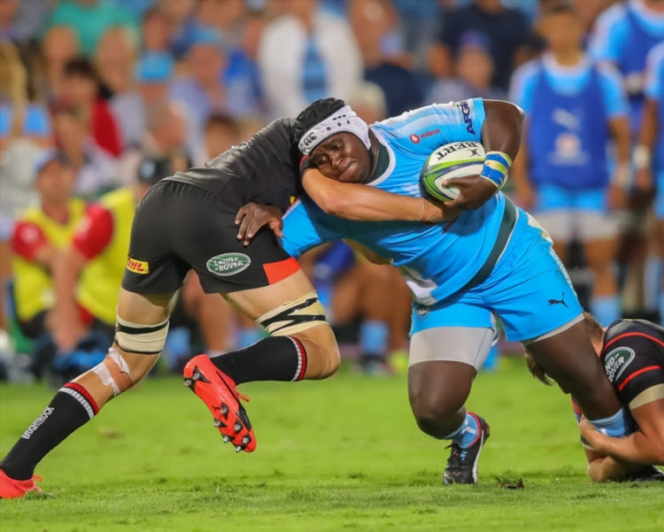 A determined Trevor Nyakane of the Vodacom Bulls during the Super Rugby match between Vodacom Bulls and DHL Stormers at Loftus Versfeld on March 31, 2018 in Pretoria, South Africa.