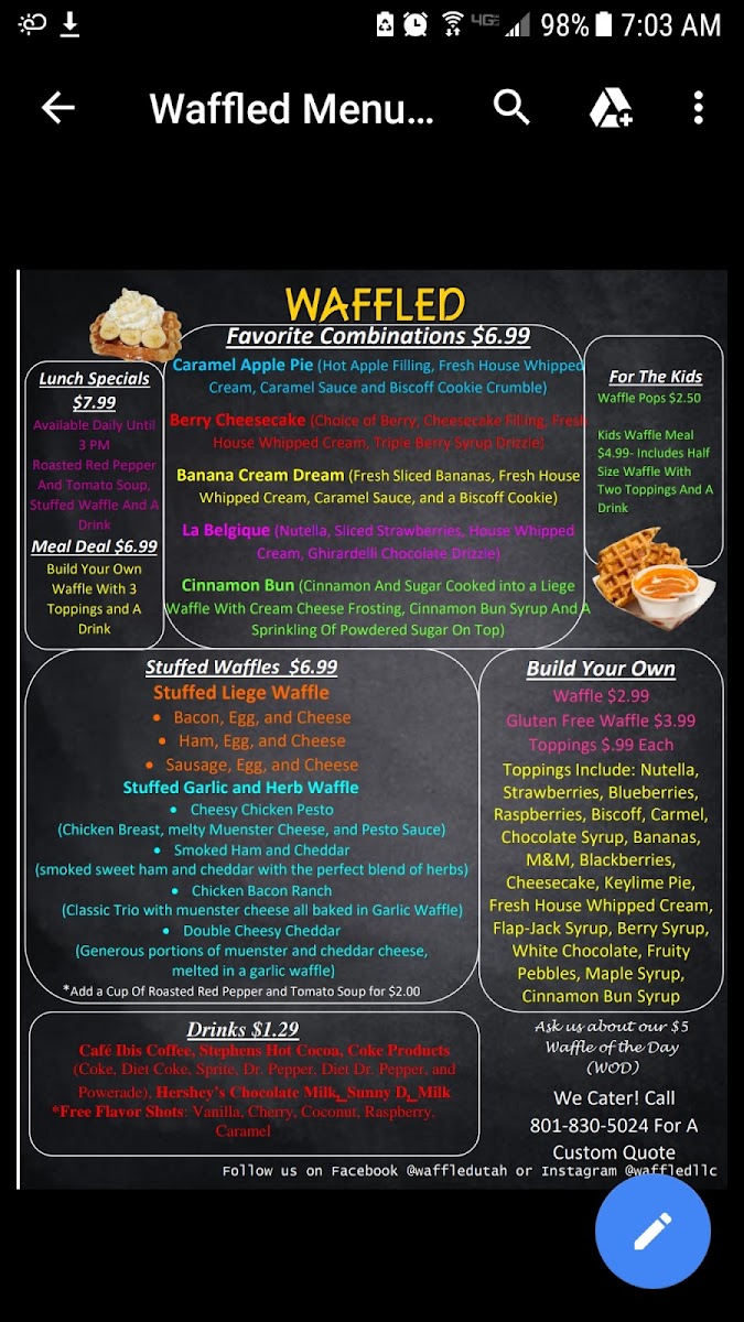 Waffled gluten-free menu