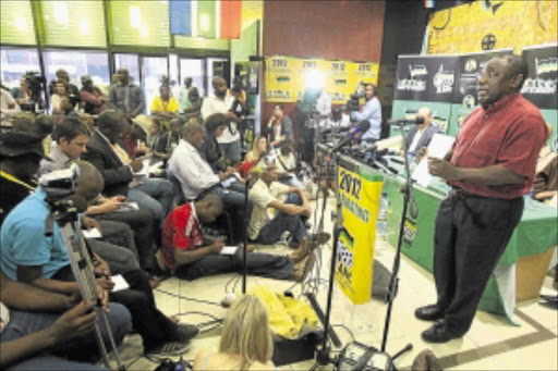 THE HEARING: ANC NEC member Cyril Ramaphosa during the announcement of the national disciplinary committee of appeal hearings of Julius Malema, Ronald Lamola, Pule Mabe, Sindiso Magaqa, Kenetswe Mosenogi and Floyd Shivambu at Luthuli House in Johannesburg. photo: Antonio Muchave