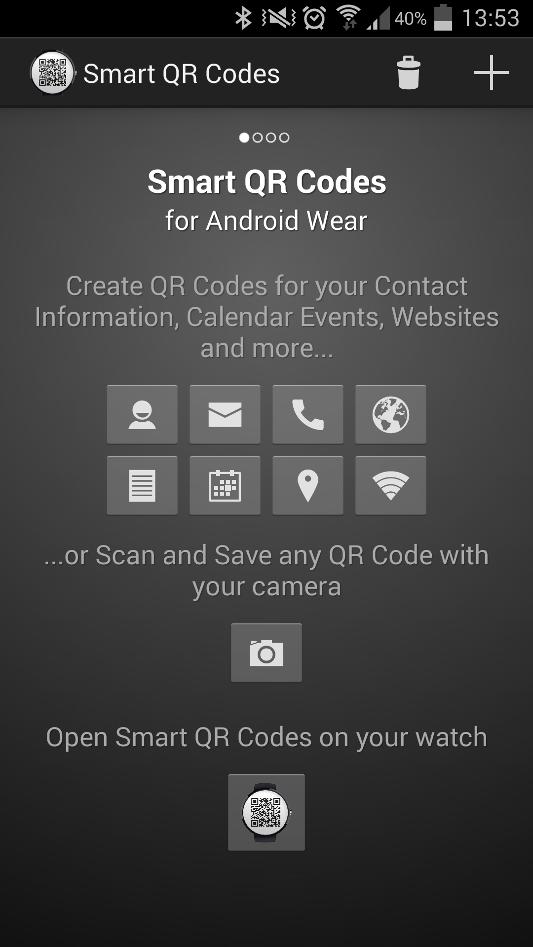 Android application Smart QR Codes - Android Wear screenshort