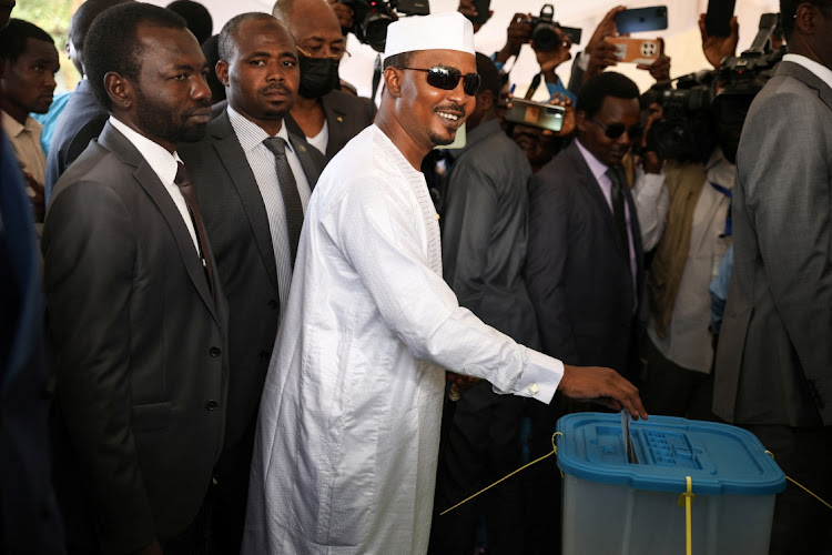 Chadian President Mahamat Idriss Deby casts his vote for the presidential elections in N’Djamena, Chad, on Monday. Picture: REUTERS/STRINGER
