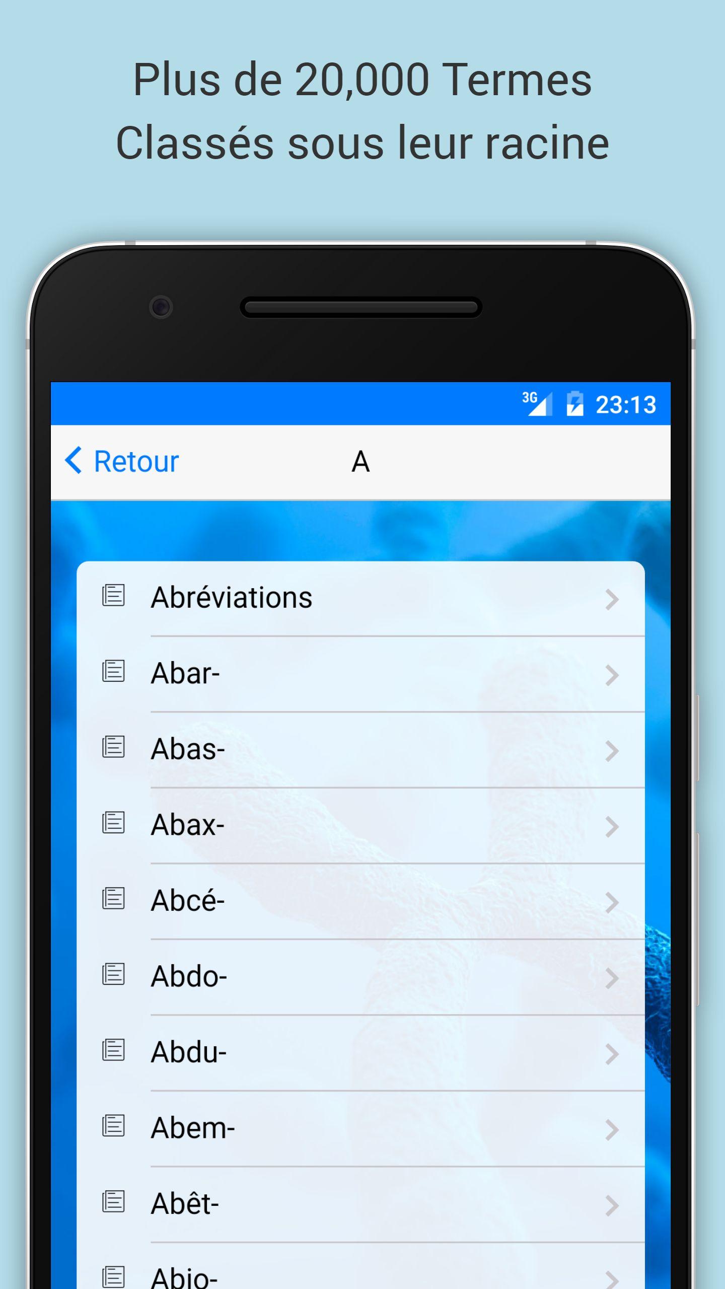 Android application Dictionnaire Médical screenshort