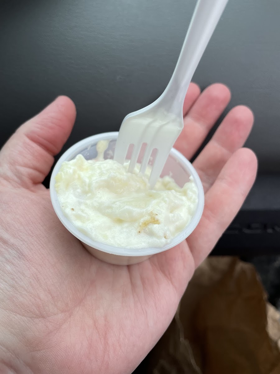 Tiny side of Potato Salad (in a condiment cup)