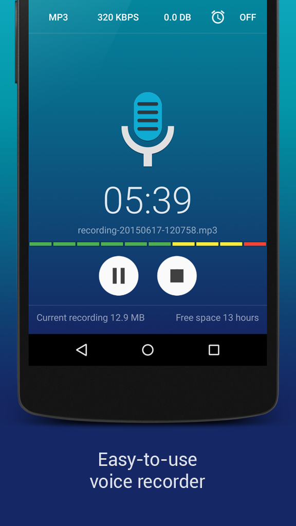 Android application Hi-Q MP3 Voice Recorder (Free) screenshort