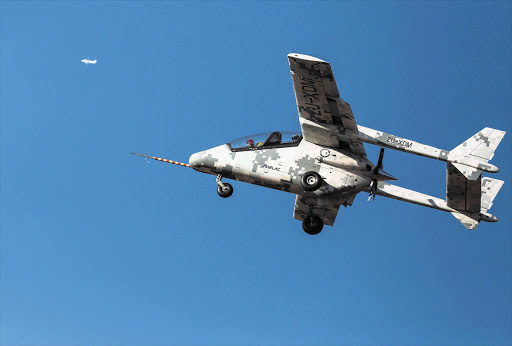 Designed and constructed by Paramount at Wonderboom Airport in Pretoria, the first military aircraft to be built in Africa took to the skies yesterday. It is equipped with a 20mm cannon and state-of-the-art sensors and radar