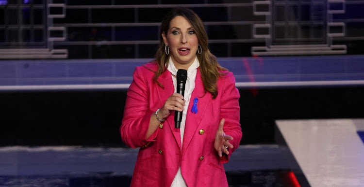 Republican chair Ronna McDaniel speaks at a campaign event in Miami, Florida, the US, November 8 2023. Picture: MIKE SEGAR/REUTERS