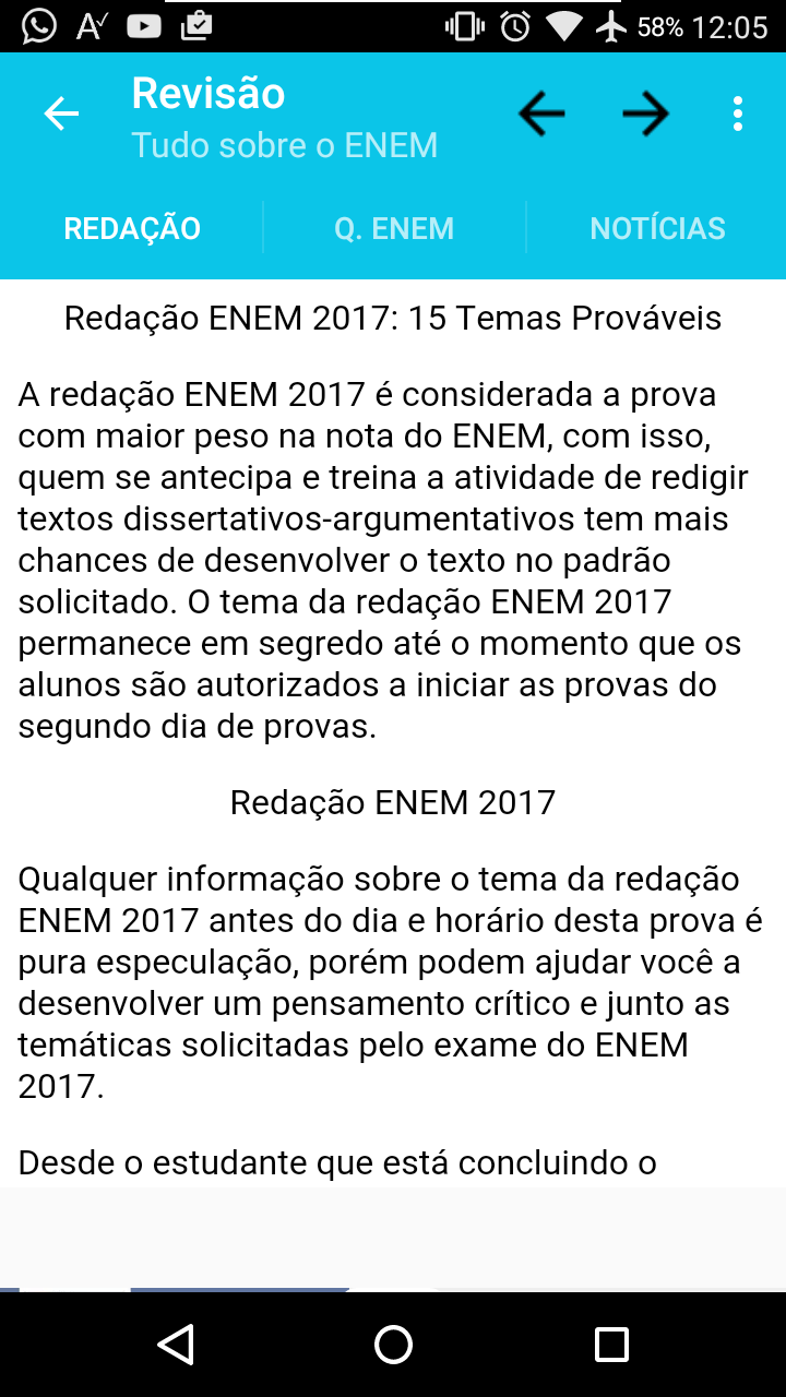 Android application ENEM 2017 screenshort