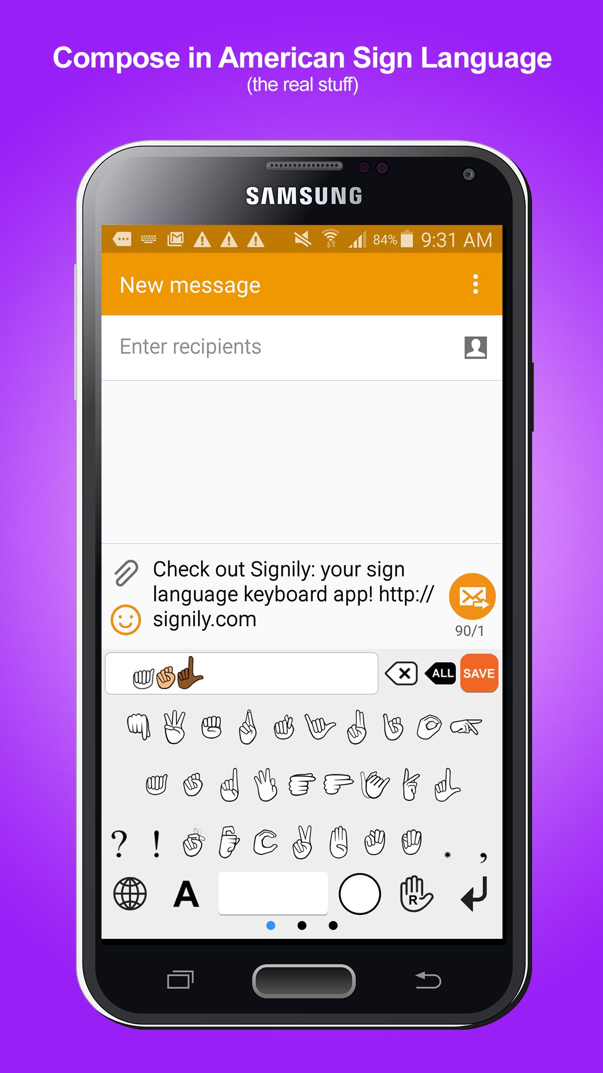 Android application Signily Keyboard screenshort