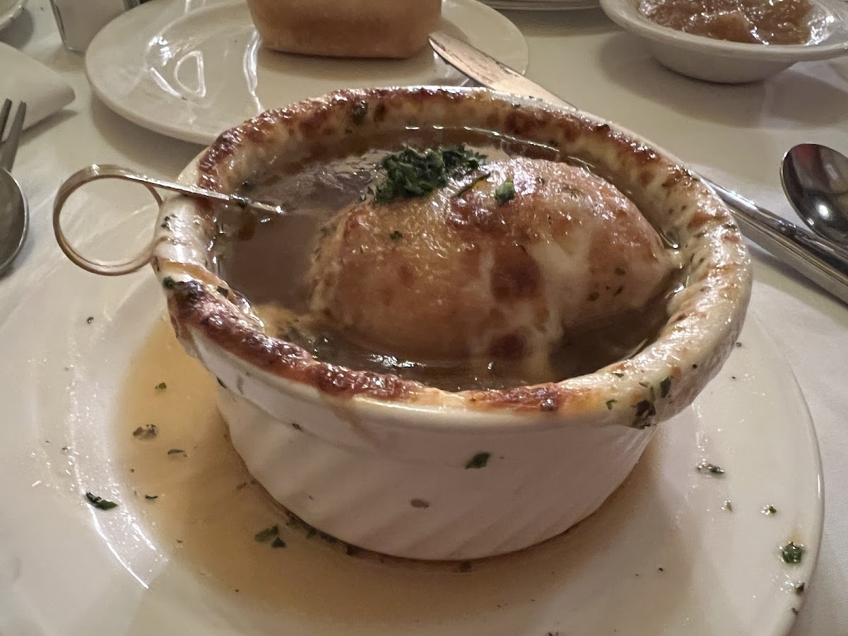 French onion soup with gluten free roll