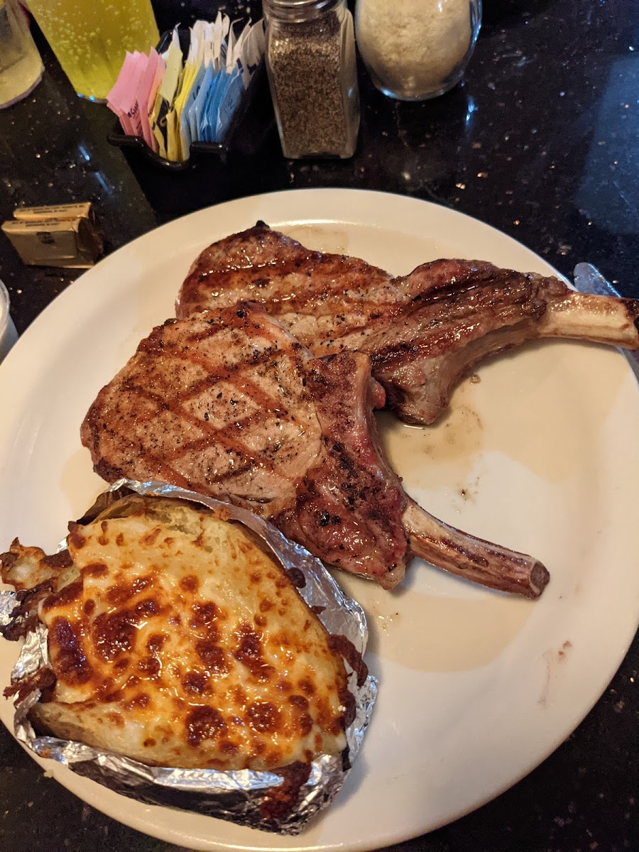 Pork chops and baked potato