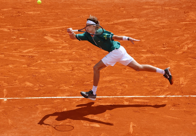 Russia's Andrey Rublev in action during his round of 32 match against Australia's Alexei Popyrin on April 10 2024 in Monte Carlo. Picture: REUTERS/Denis Balibouse