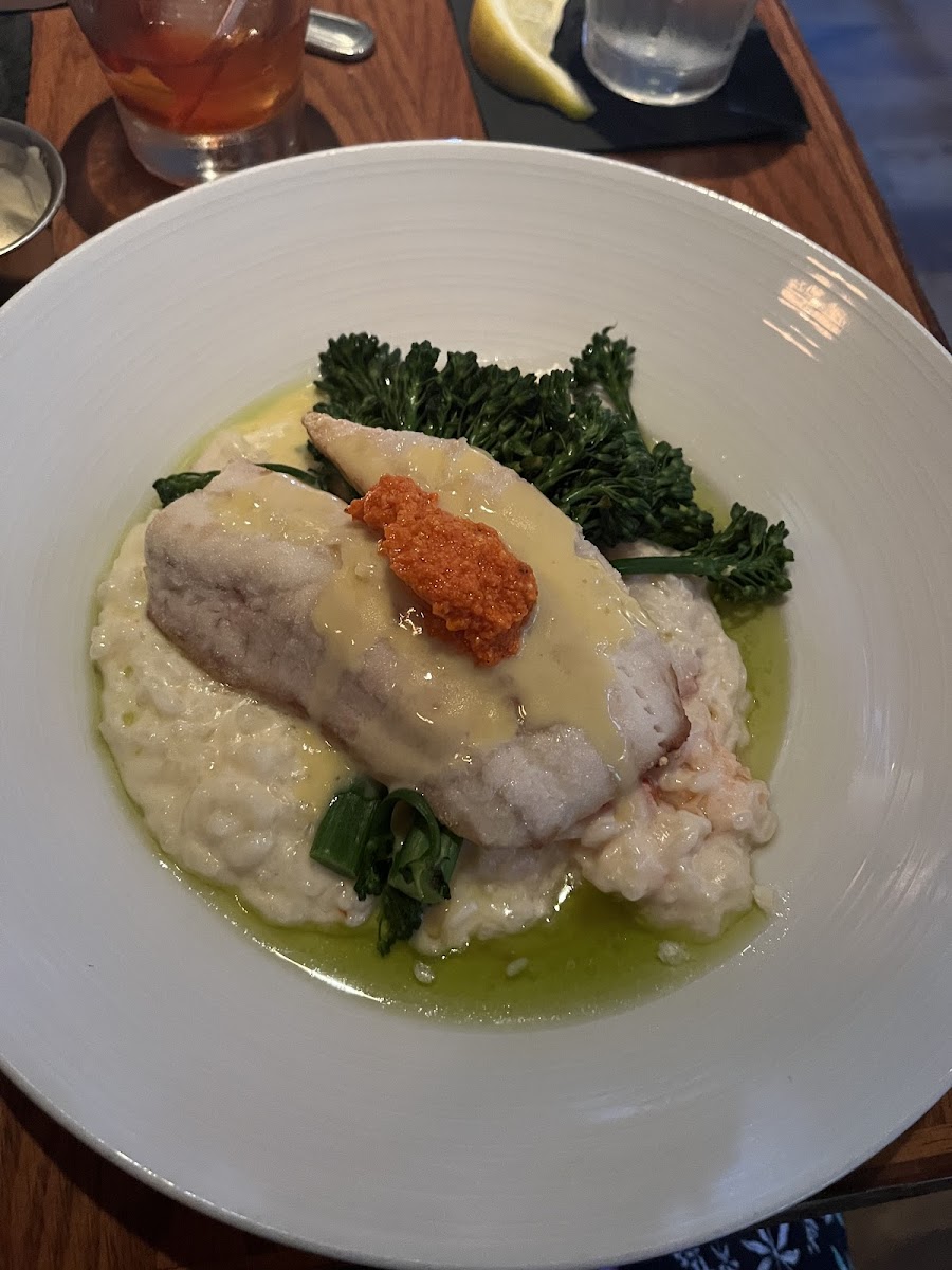 Walleye w/lobster risotto