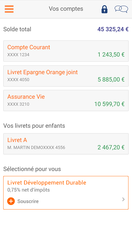 Android application ING Direct France screenshort