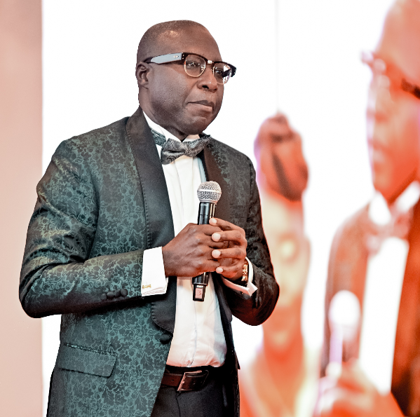 Radio Africa Group CEO Patrick Quarcoo speaks after receiving the Lifetime Achievement Award award during the AllAfrica Gala Dinner and Excellence Award Ceremony at Glee Hotel in Runda, Nairobi on May 9, 2024