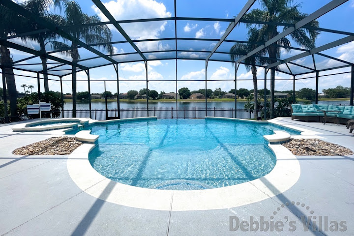 Lake view from the west-facing private pool at this Formosa Gardens villa in Kissimmee