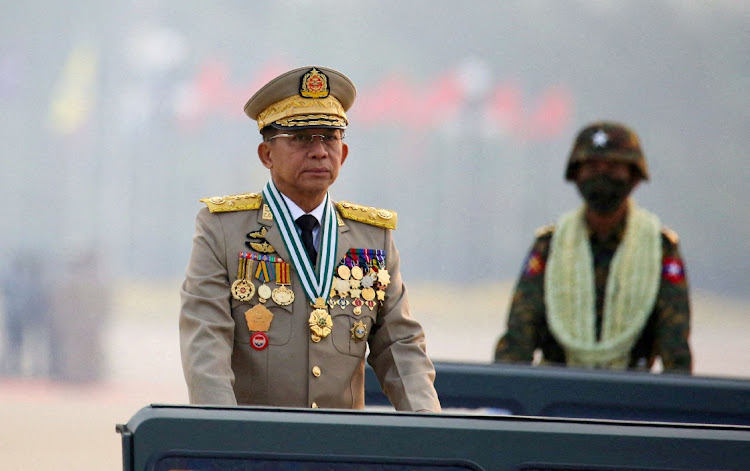 Myanmar's junta chief Senior Gen Min Aung Hlaing in Naypyitaw, Myanmar, March 27 2021. Picture: REUTERS/Stringe