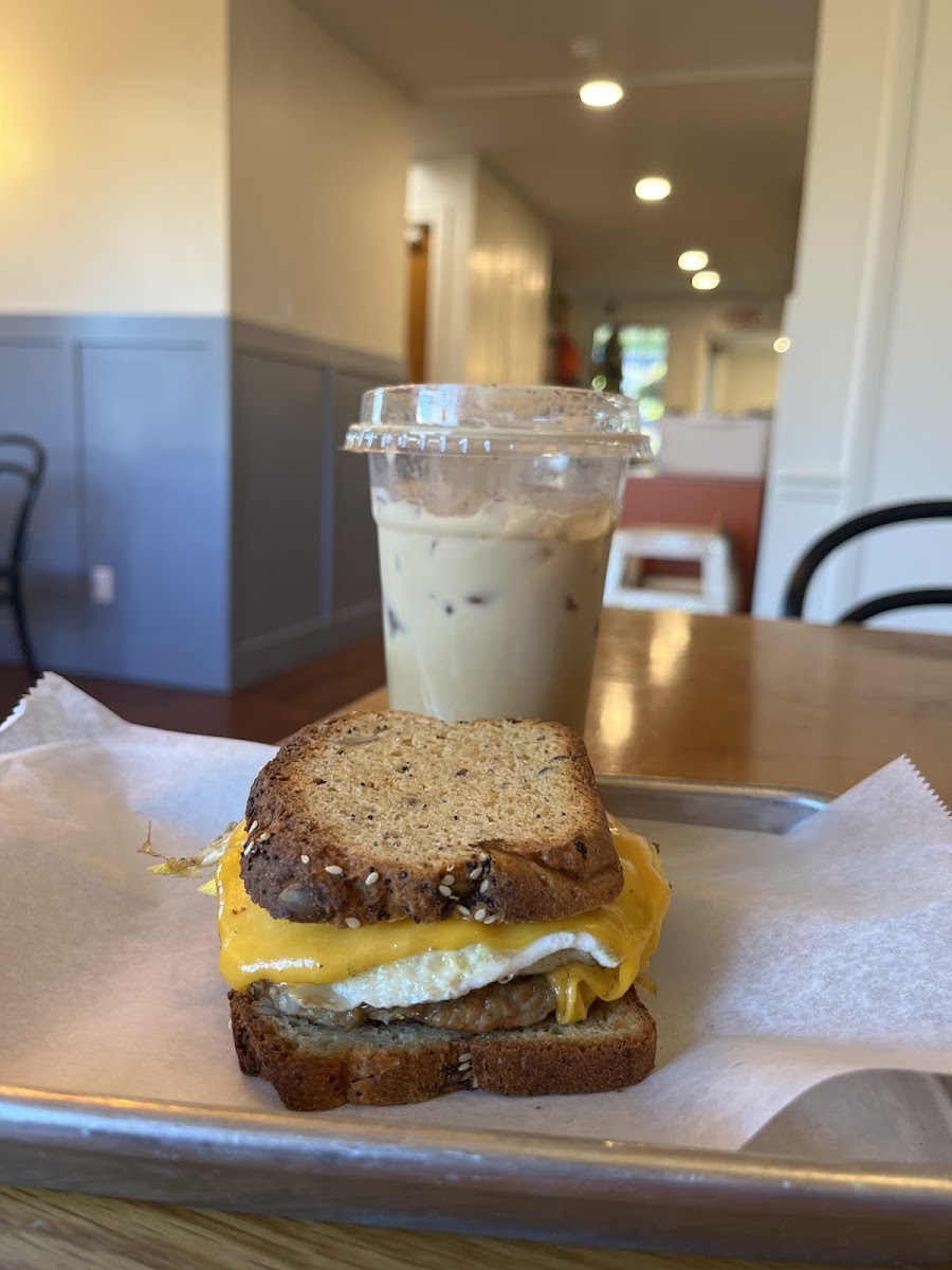 Rise and shine breakfast sandwich on gf bread