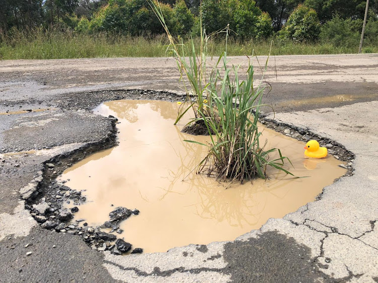A pothole on the Curry's Post road in the Midlands. Picture: Supplied