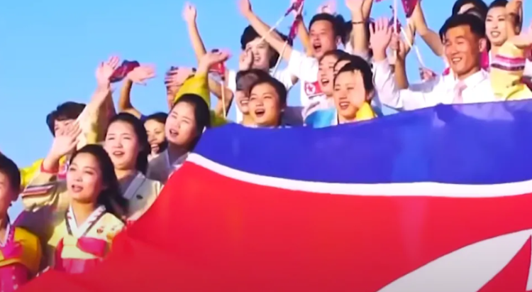 A screengrab of the music video for Friendly Father, the latest North Korean propaganda song