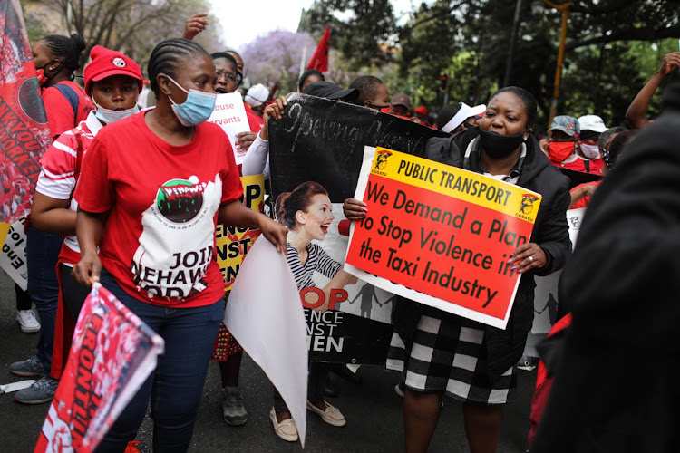 Cosatu members working in the public sector march through the Pretoria CBD, 07 October 2020, during the trade union federation's day of national action. The march was to highlight a number of grievances, including an end to corruption in SA, and demand that the government address unemployment and the equality gap in the country.