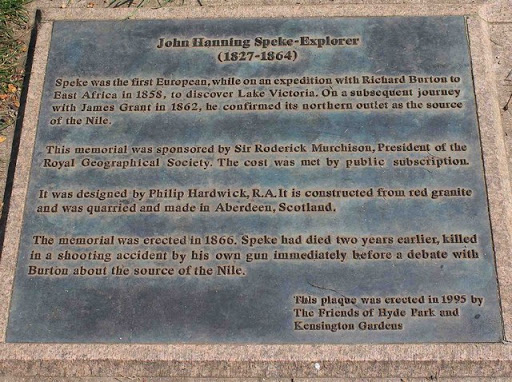 This information plaque is in front of the memorial to John Hanning Speke. © Copyright David P Howard and licensed for reuse under this Creative Commons Licence . Submitted via Geograph