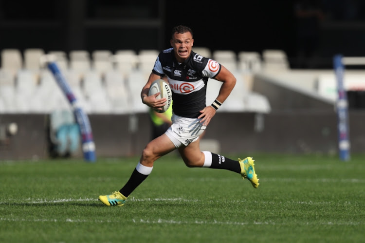 Curwin Bosch of the Cell C Sharks during the Currie Cup match between Cell C Sharks XV and Vodacom Blue Bulls at Jonsson Kings Park Stadium on August 25, 2018 in Durban, South Africa.