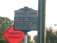 Enroute from Goldsboro to Raleigh, Sherman's army camped 1 mile east and on April 12, 1865, celebrated the news of Lee's surrender.Plaque via North Carolina Highway Historical Marker Program, and...